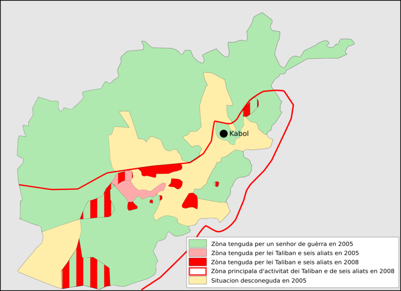 Fichièr:Afganistan - Division territòriala entre 2005 e 2009.png