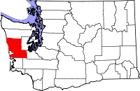 Map of Washington highlighting Grays Harbor County