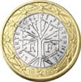 1 euro - N'arbra stilisà con ij mòt Liberté Egalité Fraternité