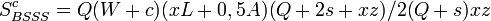 S_{BSSS}^c = Q (W + c) (x L + 0,5 A) (Q + 2 s + x z) / 2 (Q + s) x z