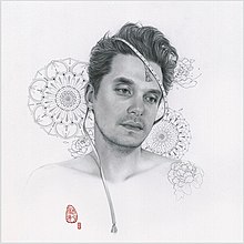 Capa do álbum The Search for Everything do cantor norte-americano John Mayer. A mesma apresenta um fundo totalmente branco e, a frente, em preto, uma gravura do rosto do cantor em preto com o aspecto de um desenho feito a mão