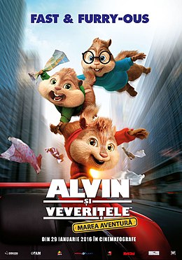 Fișier:Alvin and the Chipmunks The Road Chip Romanian poster.jpg