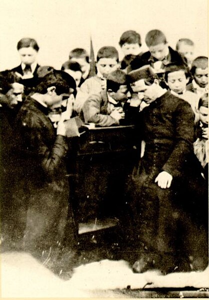 Fișier:Don Bosco spovedind Torino 1861.jpg