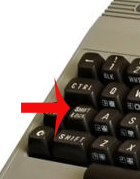 Клавиша Shift Lock на клавиатуре Commodore 64