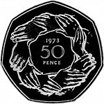 50 пенсов Монета посвященная Британии присоединению к ЕЭС