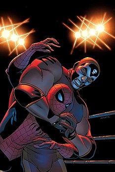 Эль Муэрто (Хуан-Карлос Эстрада Санчес) сражается с Человеком-пауком. Предварительная версия обложки Friendly Neighborhood Spider-Man, том 1, #6 (май 2006) Художник — Майк Виеринго[1].