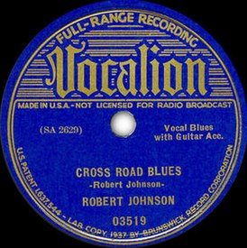 Обложка сингла Роберта Джонсона «Cross Road Blues» (1937)