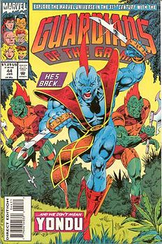 Йонду на обложке Guardians of the Galaxy #44 (Январь, 1994). Художники — Стив Монтано и Кевин Уэст