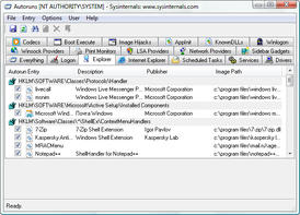 Скриншот программы AutoRuns