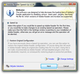 Скриншот программы Adobe Reader SpeedUp