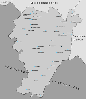 Кожевниковский район на карте