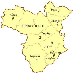 Карта административного деления Елизаветпольской губернии