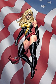 Кэрол Дэнверс в образе Мисс Марвел на обложке комикса «Ms. Marvel. vol. 2» № 1, вышедшего в мае 2006 года. Художник — Фрэнк Чо