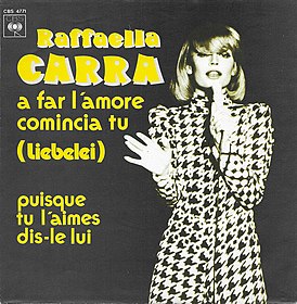 Обложка сингла Рафаэллы Карры «A far l’amore comincia tu» (1976)