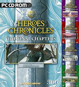 Обложка Heroes Chronicles: The Final Chapters (крупным планом) и обложки предыдущих частей Heroes Chronicles (справа, сверху вниз).