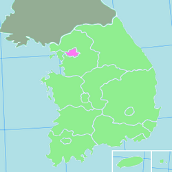 Map of South Korea with Seoul highlighted