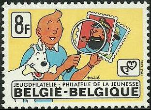 Slika:Belgium - Tintin as Philatelist 1979 - Scott 1036.jpg