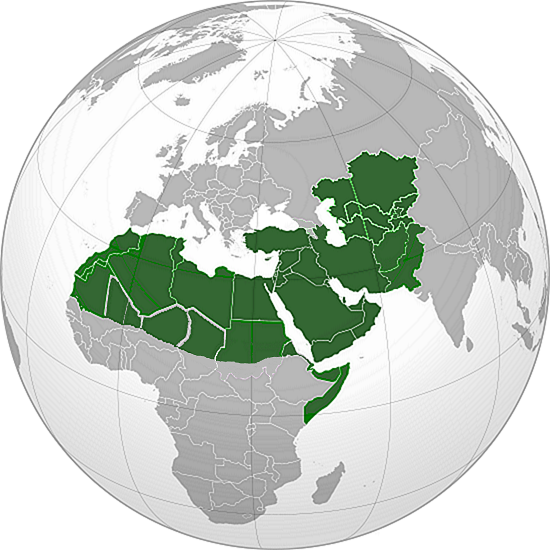 దస్త్రం:Arab or Islamic Cultural Realm SWAs+NAf Deblij Classification.png