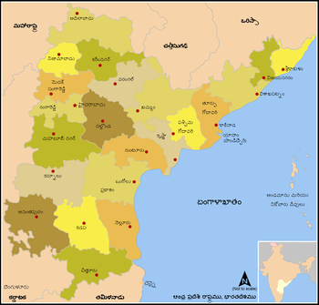 జిల్లాల సమాచారం ఉన్న ఆంధ్ర ప్రదేశ్ పటము