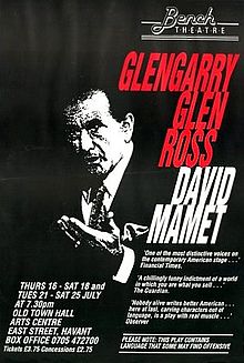 Amerikalı oyun yazarı David Mamet’in 1984 tarihli oyununun İngiltere'de basılmış afişlerinden biri. Oyunun ilk gösterimi de Londra'da yapılmıştı.