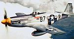 North American P-51D Mustang Tika IV thuộc Liên đội Tiêm kích 361, sơn ký hiệu tấn công trong Trận Normandie