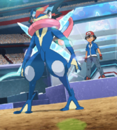 Hợp thể Satoshi-Gekkouga trong anime hoạt hình Pokémon