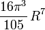 \frac{16 \pi^3}{105}\,R^7