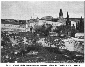 Fig. 61. Church of the Annunciation at Nazareth. (Phot. Dr. Trenklcr & Co., Leipzig.)