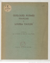 Louisa Paulin, Quelques poèmes français de Louisa Paulin, vers 1948    