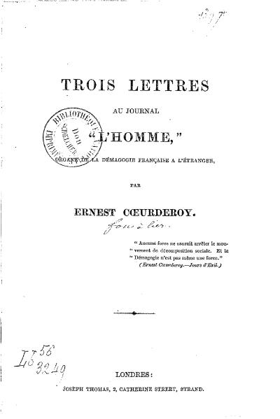 Fichier:Coeurderoy - 3 lettres au journal L'Homme.djvu