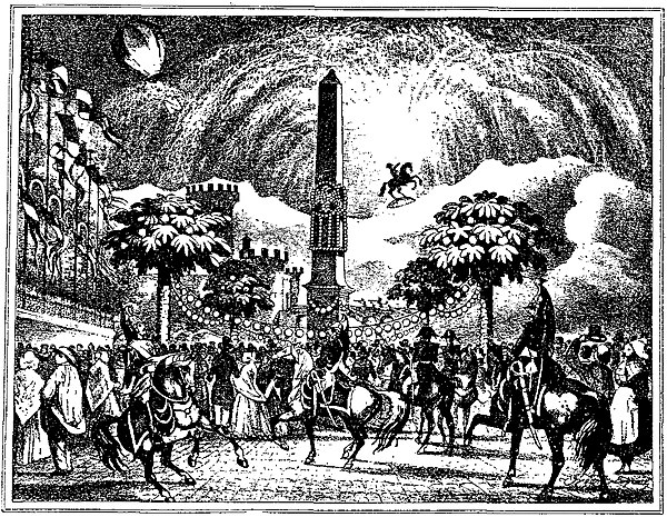 Рис. 33. Подъемъ шара и спускъ фейерверка во время народного празднества на Марсовом полѣ 15 августа 1852 г.