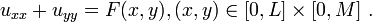 u_{xx}+u_{yy}=F(x,y), (x,y) \in \lbrack 0,L \rbrack \times \lbrack 0,M \rbrack~.