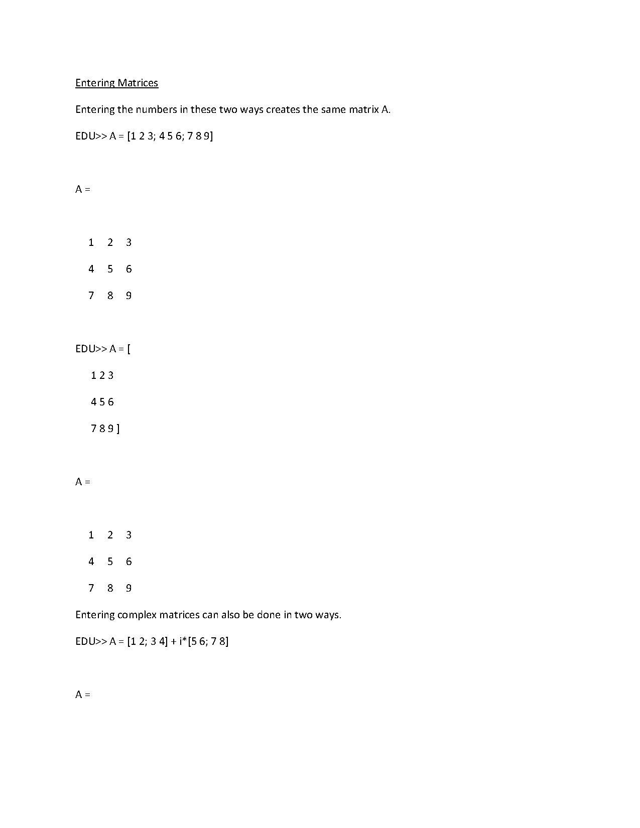 Matlab Primer