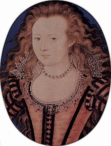 Old portrait of a woman in an orange dress with jewels