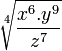 \sqrt[4] {\frac {x^6 . y^9} {z^7}}\,