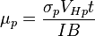 \mu_p = \frac{\sigma_p V_{Hp}t}{IB}