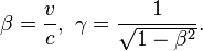 Β= V/C.