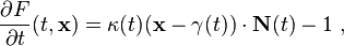 \frac {
\partial F}
{
\partial t}
(t, {
\bold x}
)
= \kappa (t) ({
\bold x}
\gamma (t)) \cdot {
\bold N}
(t) - 1 '\' 