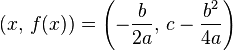 (x,\,f(x)) = \left(-\frac{b}{2a},\,c - \frac{b^2}{4a}\right)