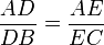 \frac{AD}{DB} = \frac{AE}{EC}