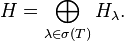 H=\bigoplus_ {
\lambda\in\sigma (T)}
H_\lambda.