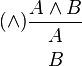 (\and) \frac {
\ŭedge B}
{
\begin {
aro}
{
c}
\ B\end {
aro}
}