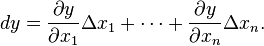 dy = \frac {
\partial y}
{
\partial ks_1}
\Delta ks_1-+ \cdots + \frac {
\partial y}
{
\partial ks_n}
\Delta ks_n.