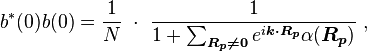 b^÷ (0) b (0) = \frac {
1}
{
N}
'\' 