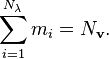 \sum\limits_ {
i 1}
^ {
N_ {
\lambda}
}
{
m_i}
= n_ {
\matbf {
v}
}
.