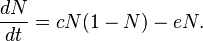 \frac {
dN}
{
dt}
= cN (1-N) - En.
'\' 