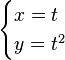 \begin{cases} x = t \\ y = t^2 \end{cases}