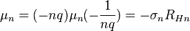 \mu_n = (-nq)\mu_n(-\frac{1}{nq}) = -\sigma_n R_{Hn}