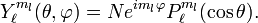  Y_\ell^{m_l}(\theta, \varphi ) = N e^{i m_{l} \varphi } P_\ell^{m_l} (\cos{\theta}).