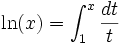 ln (x)=int_1^x frac{dt}{t}